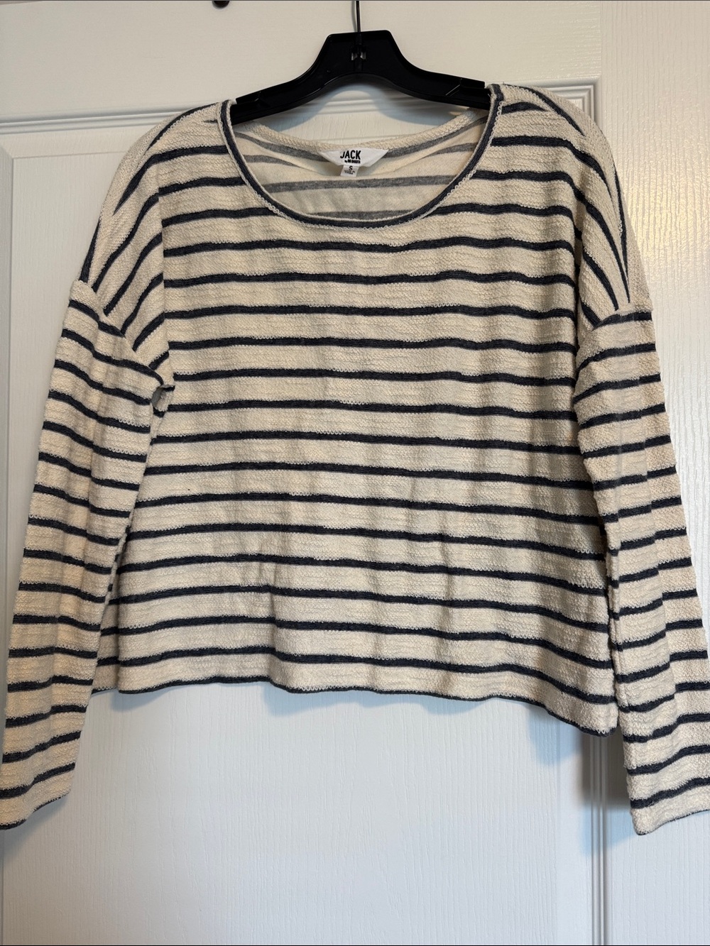 Jack by BB Dakota Cream and Navy Striped Lightweight Sweater